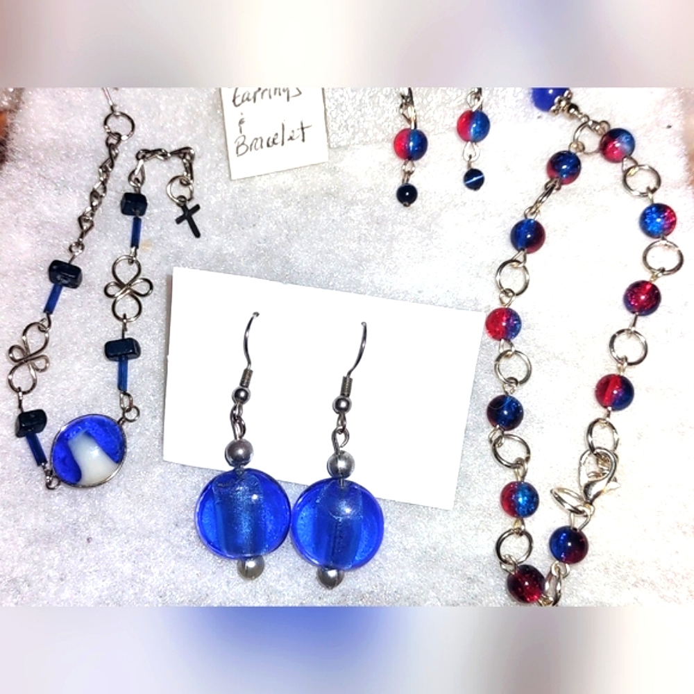 4 pcs Glass Earrings & Bracelets